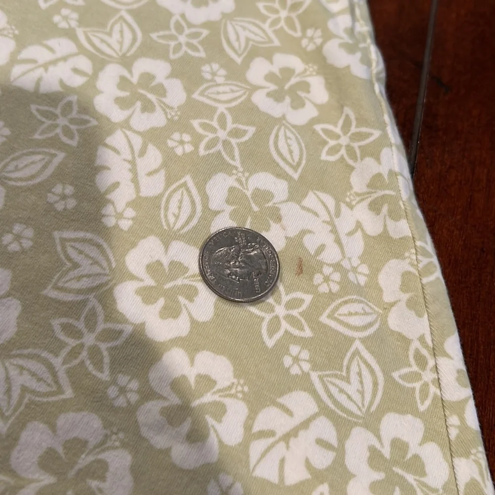 Gymboree Beach Shack Green Hibiscus Floral One Shoulder Dress size 9 small spots